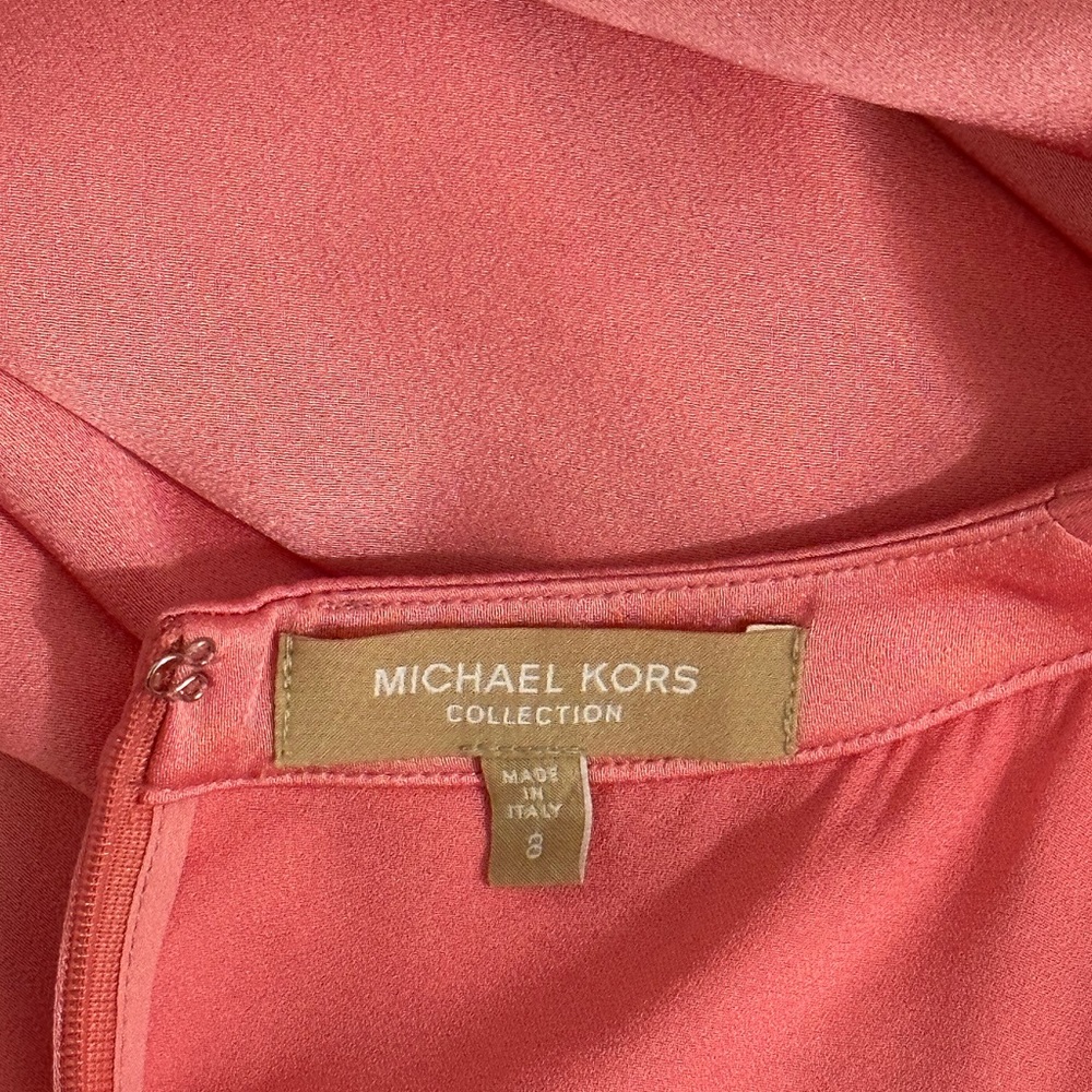 IN VOGUE! Puff-Sleeve MICHAEL KORS COLLECTION * $2290 Runway PINK Satin Dress 8 - Picture 13 of 13